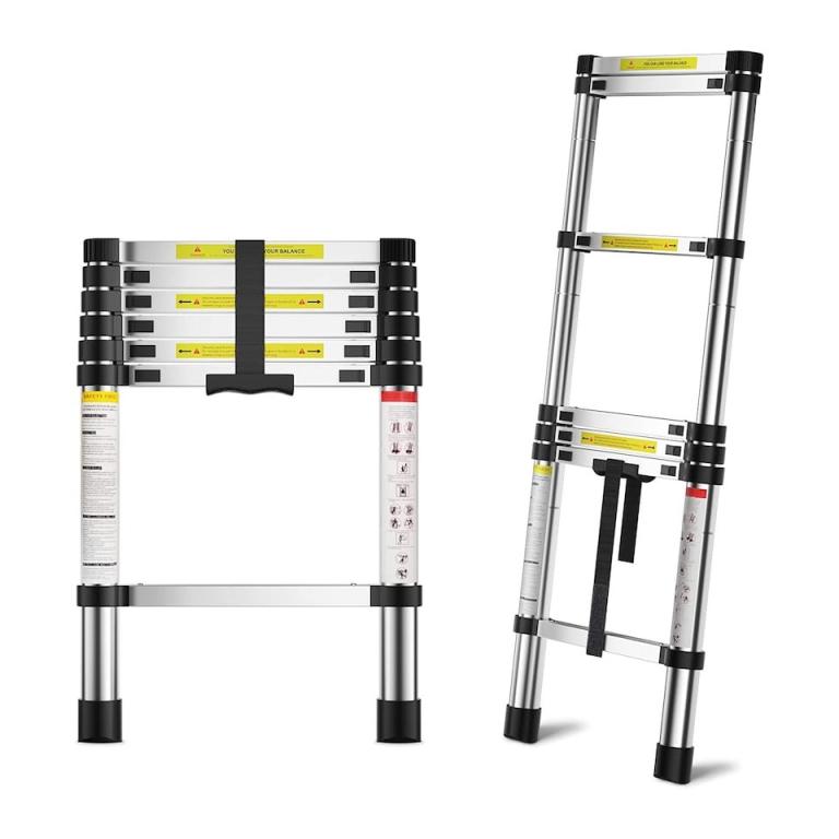 image for  3.2M /Extendable Portable Foldable Telescopic Ladder | Silver 