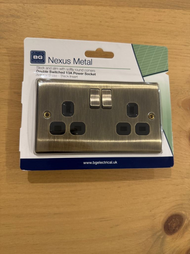 Antique Brass Black Insert Power Socket