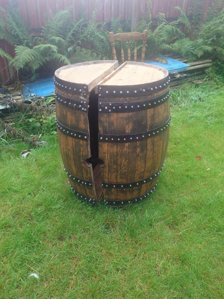 Wooden Barrel Planter / Garden Table – Good Condition