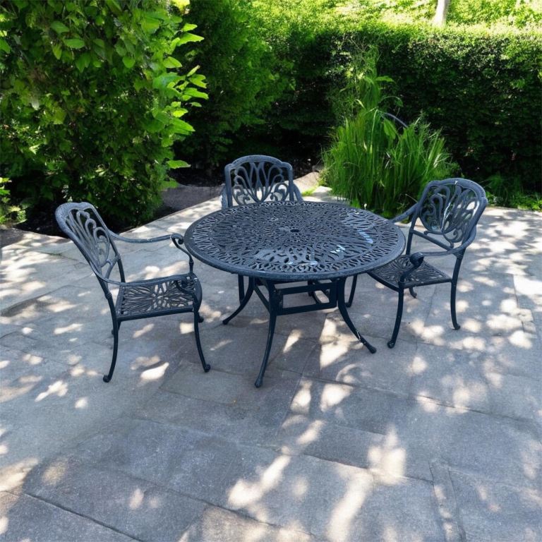 Cast Iron Garden Patio Set - Table and 3 Chairs