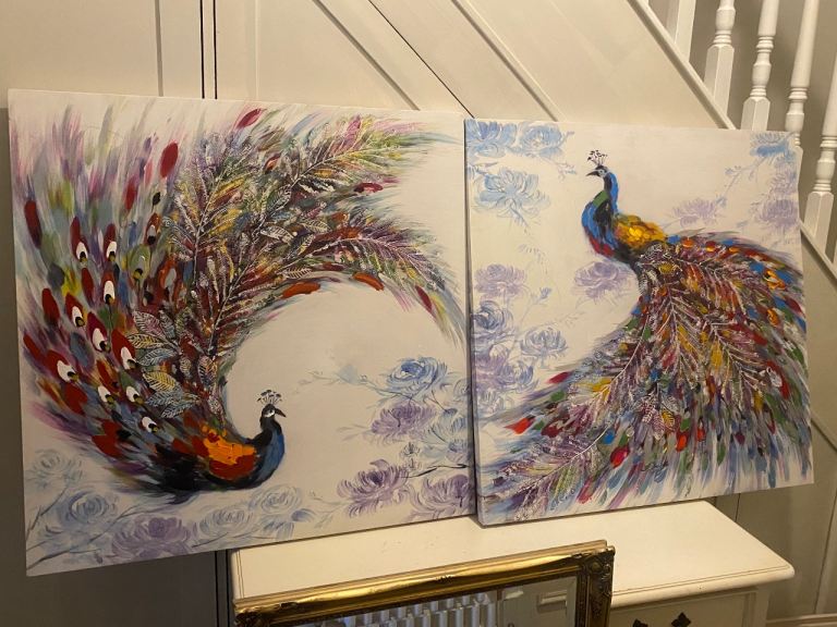 Large canvas prints of peacocks