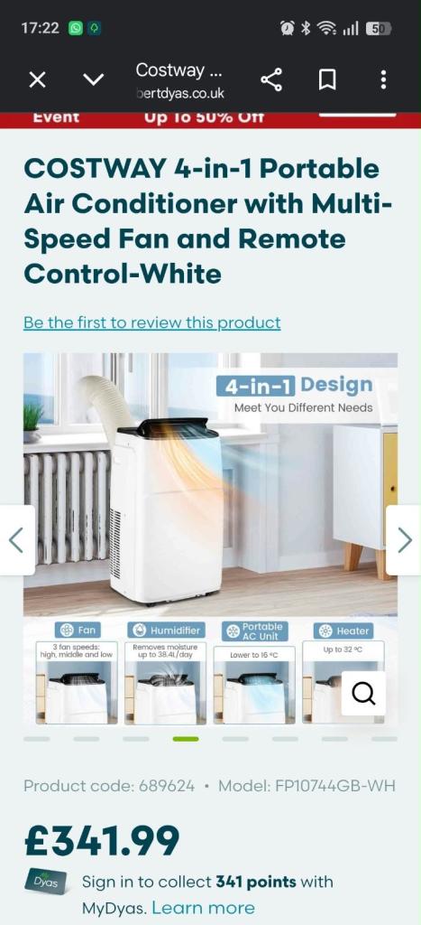 Costway 4 in 1 portable air conditioner 