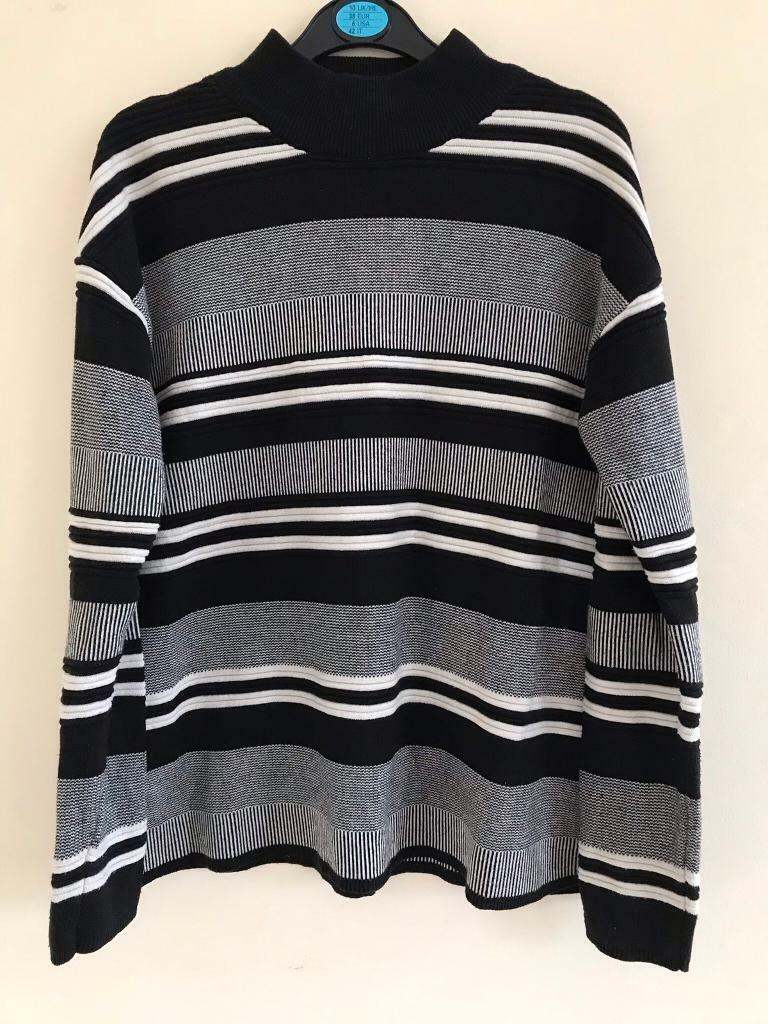 image for Thick chunky NEW LOOK warm stripe monochrome high neck jumper 