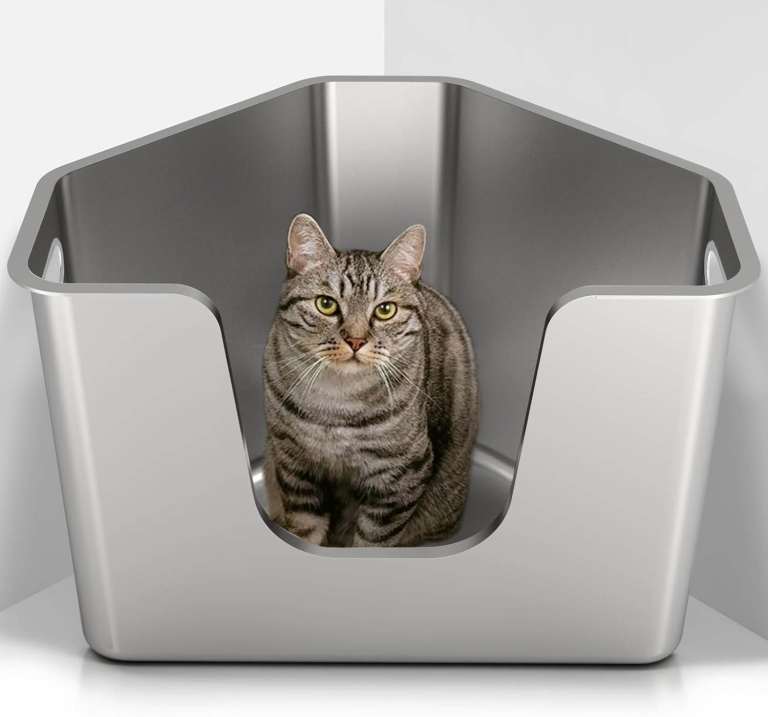 new - space saver corner litter tray - steel
