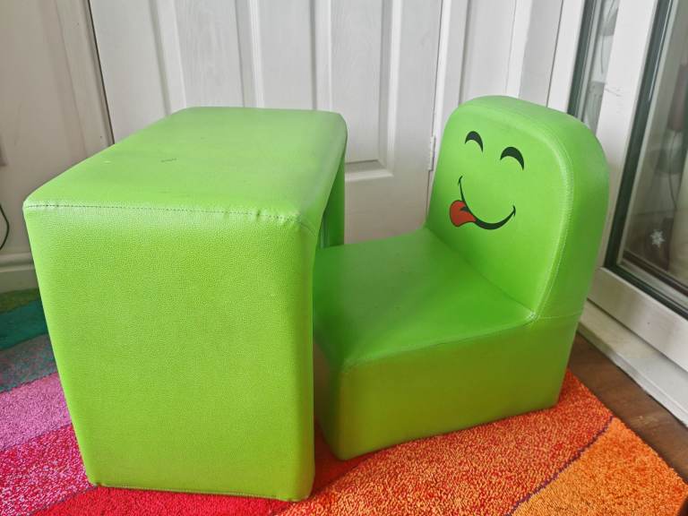 Toddler green chair and table used