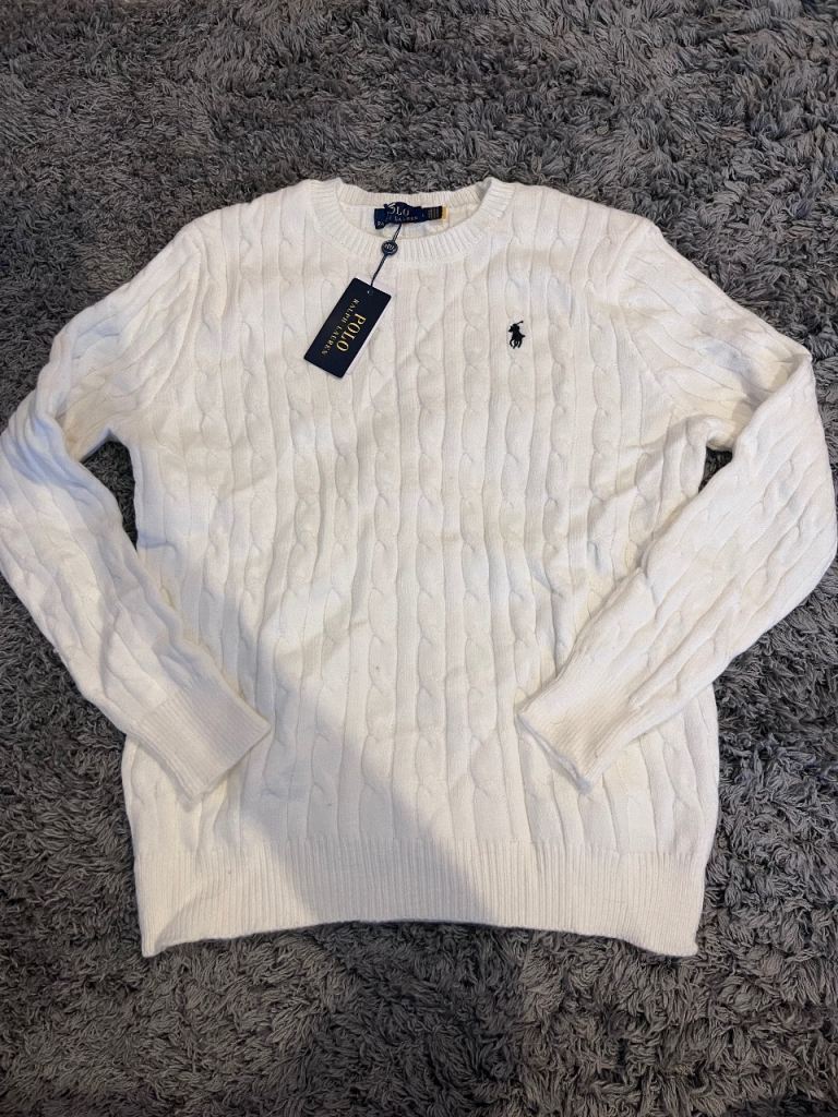 Polo Ralph Lauren Cable Knit Jumper – White, Brand New with Tags