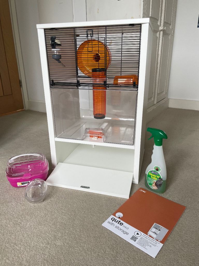 Gerbil Cage, stylish and compact White by Omlet Qute, 77cm x 37cm x 46cm
