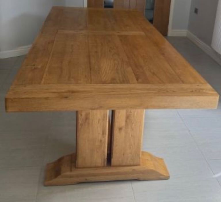 Solid Oak Dining Table and Chairs – Extends to Seat Many