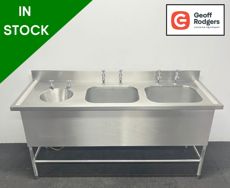 PROFIT NOW, BUY LATER! - Used 1800mm Stainless Steel Double Bowl Sink & Wash Hand Basin