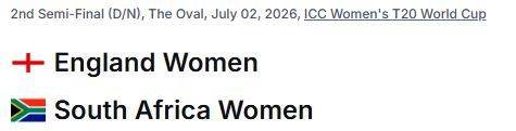 2nd Semi-Final (D/N), The Oval, July 02, 2026,  ICC Women's T20 World Cup 2adult + 1child