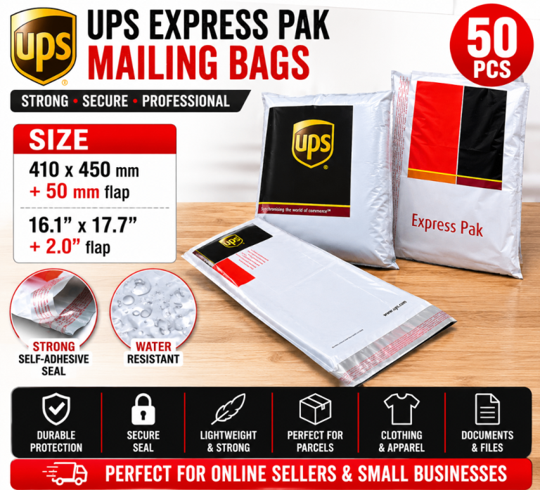 50 x Large UPS Poly Mailing Bags 410 x 450mm – New/Unused