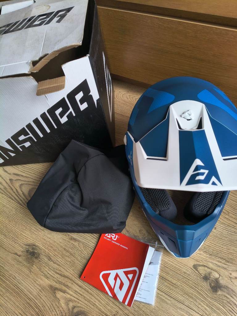 ANSWER RACING AR1 BOLD Youth Helmet - Blue/White, NEW