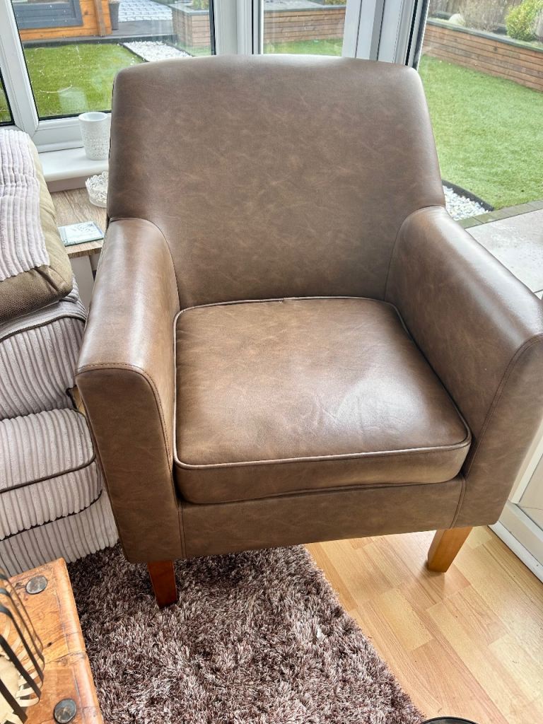Faux leather brown chair