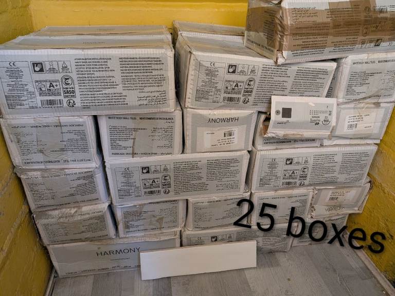 25 Boxes of Harmony White Ceramic Wall Tiles