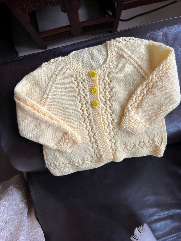 Hand knitted beautiful baby cardigan 