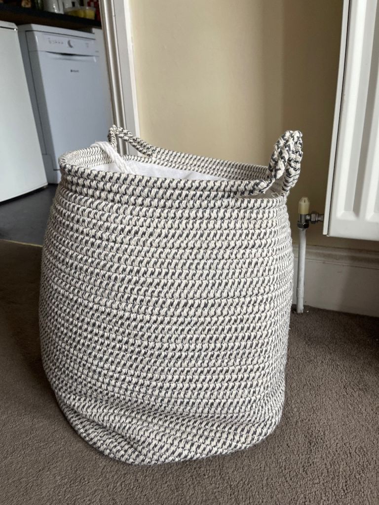 Next Grey Cotton Laundry Basket – Good Condition