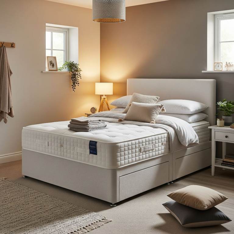image for Elegant Divan Bed with High-Quality Mattress and Additional Storage for Bedroom Use