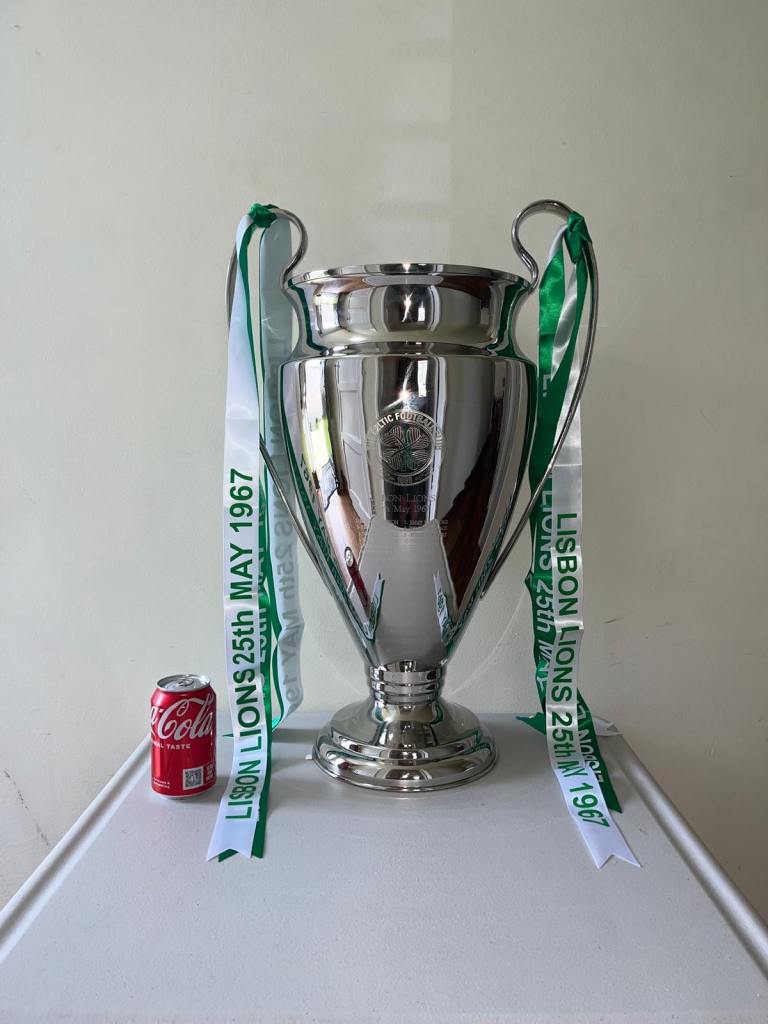 Celtic European cup trophy 1967 solid brass nickel finish  