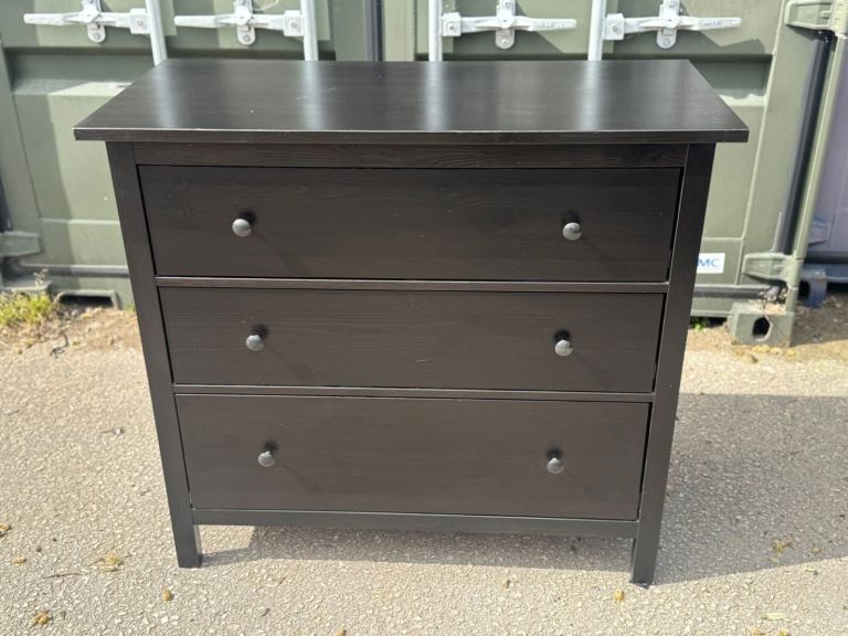 IKEA Hemnes Black 3-Drawer Chest of Drawers – Good Condition