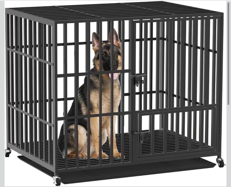 Heavy Duty Dog Crate: XL Pet Cage on Wheels 
