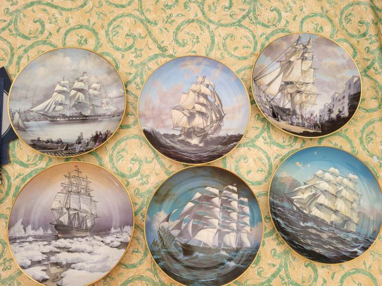 Vintage 1981 Franklin Porcelain Great Clipper Ships plates.   Full set of 12