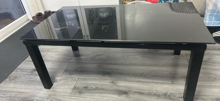 Black glass coffee table