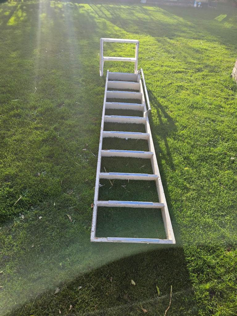 Set of vintage loft ladders / stair case - steps  solid wood