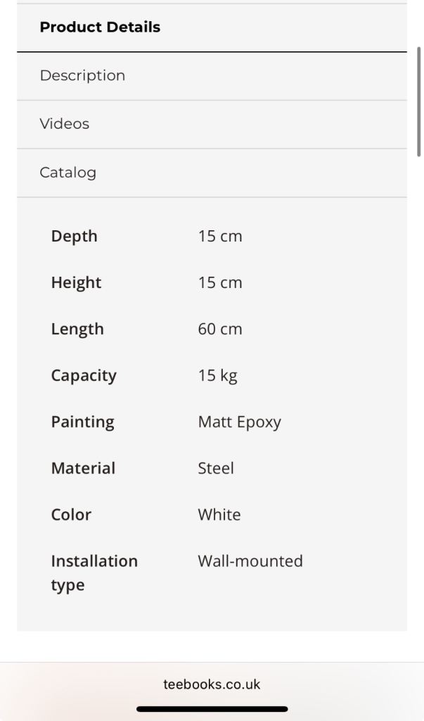 Teebooks white wall shelves set of 2 