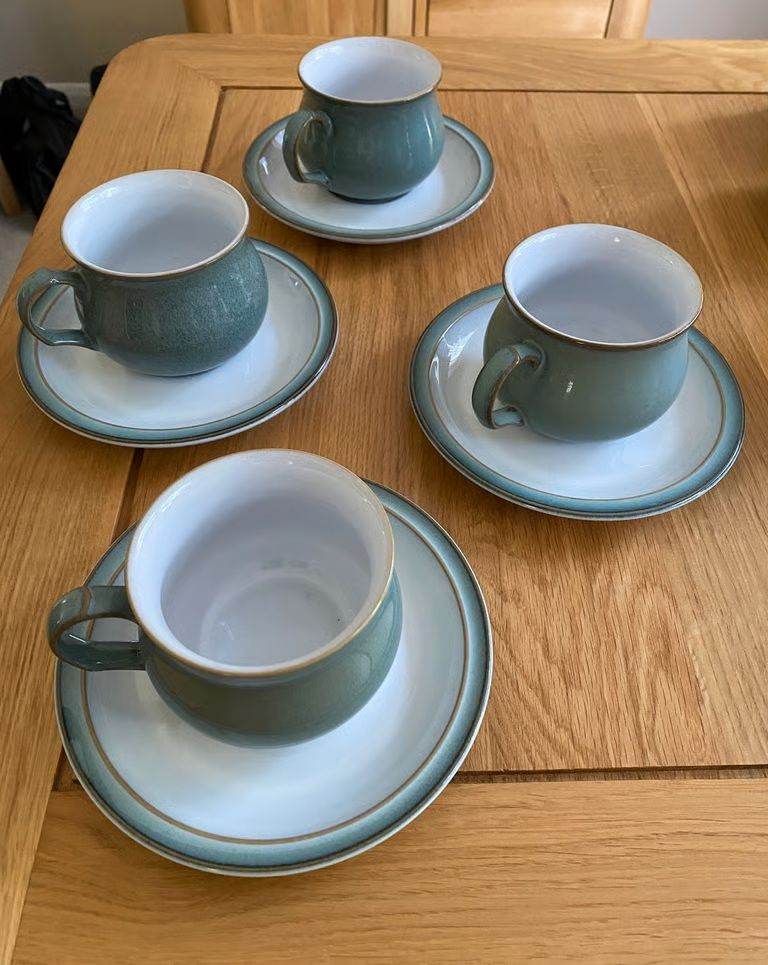 Denby Regency Green, 4 Cups and Saucers  