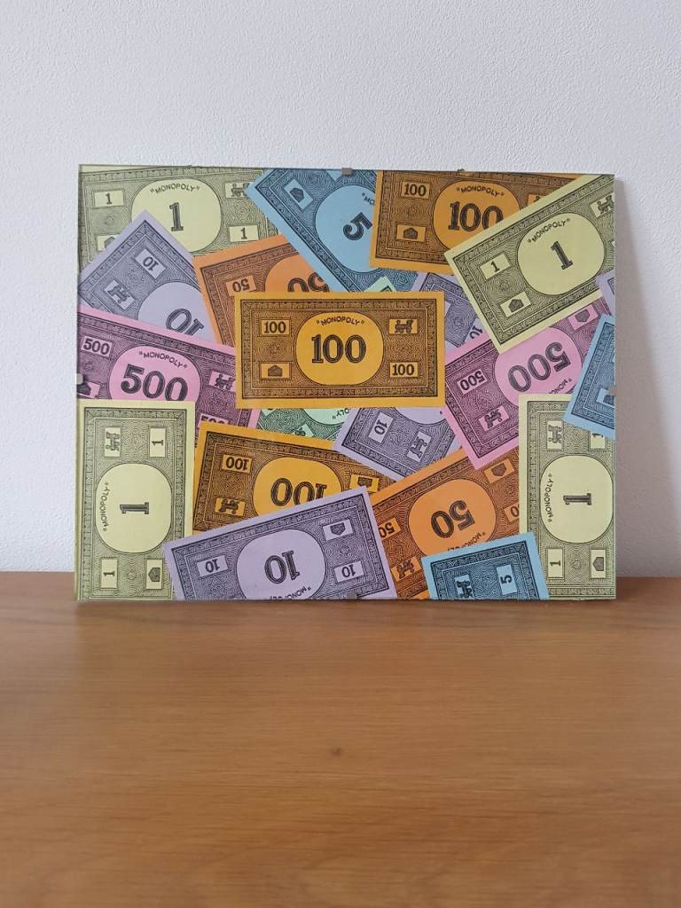 Upcycled Monopoly Money Art