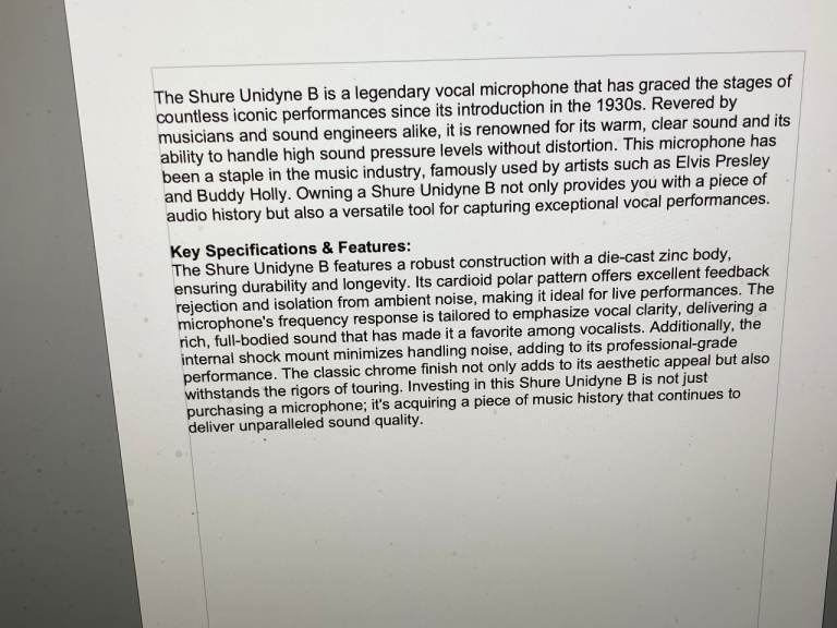 L@@K.. VINTAGE SHURE UNIDYNE VOCAL / INSTRUMENT MICROPHONE IN V.G.C.  @@