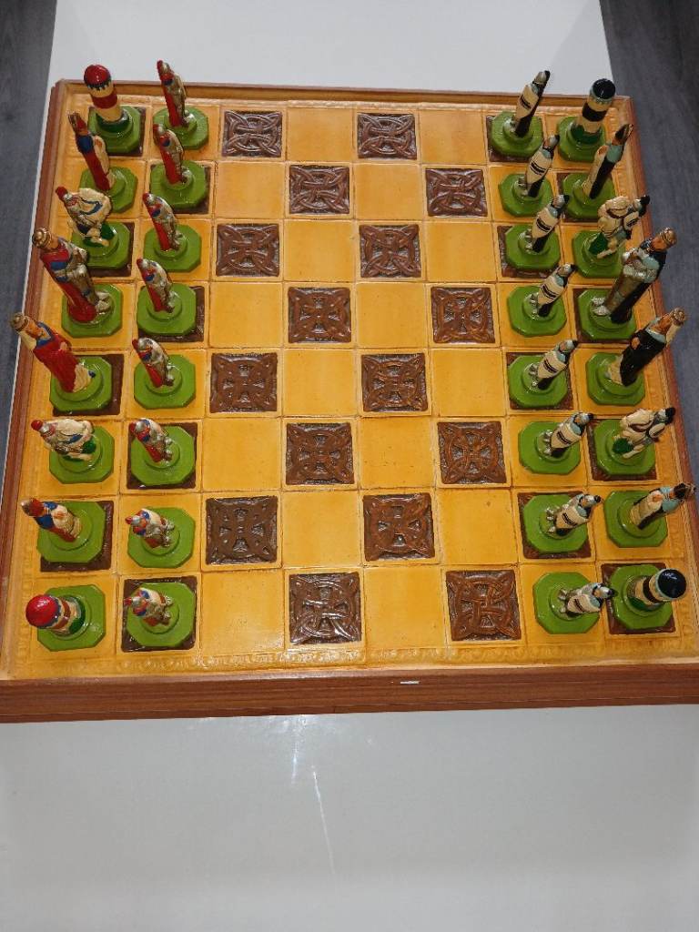 Vintage Wooden Chess Set with Unique Pieces – Good Condition