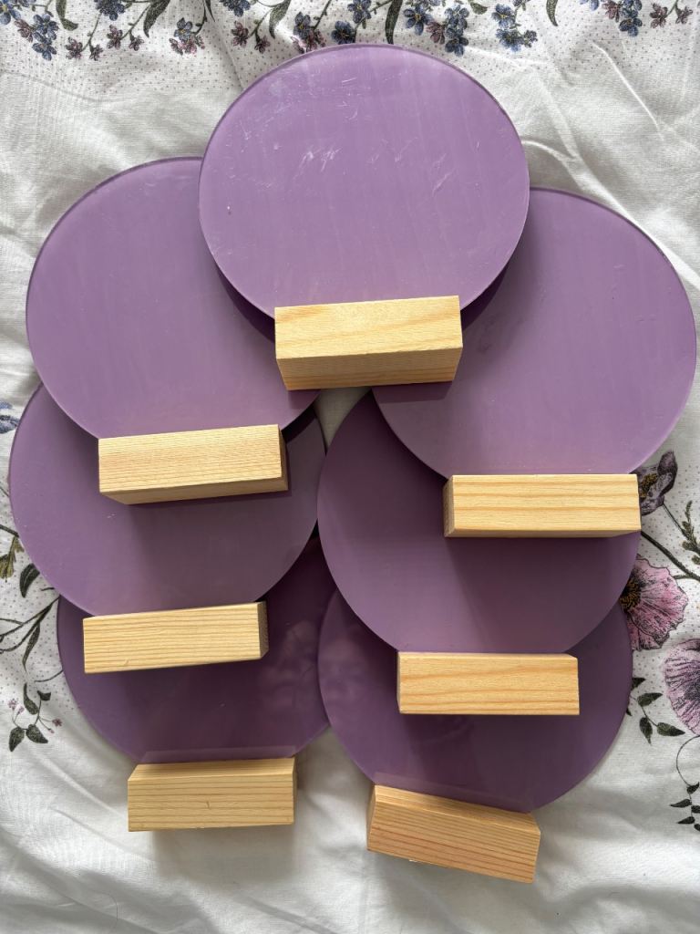 Purple Wooden Wall Decor/Shelves - Set of 6