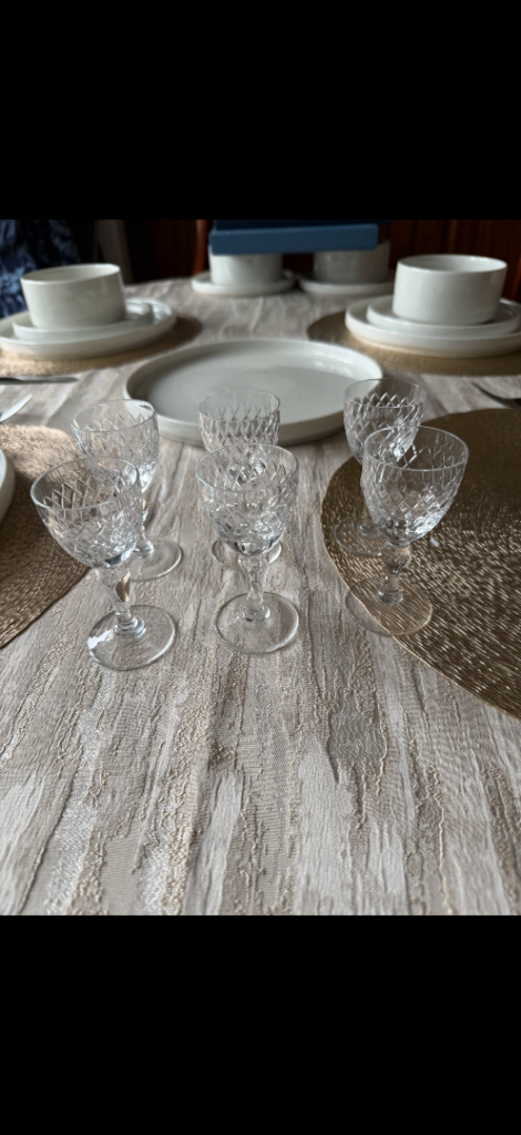 Set of 6 Patterned Glass Dessert/Drinks Glasses