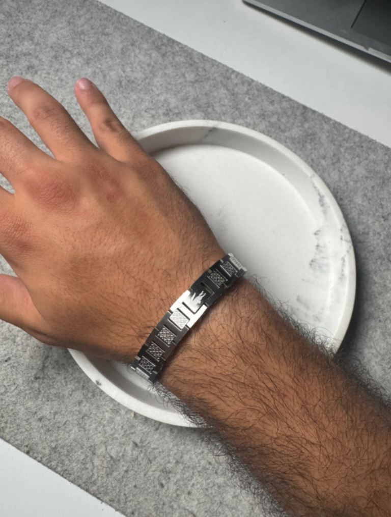 Lacoste Men's Stainless Steel Silver Bracelet - Metropole Collection 21cm Adjustable