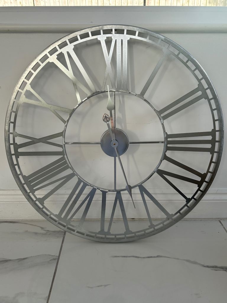 Large Silver Wall Clock 