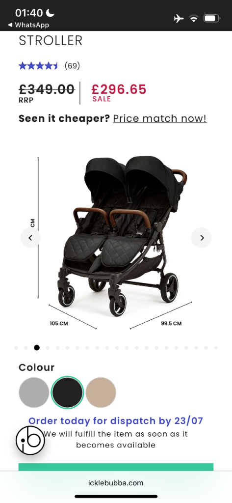Ickle bubba (new with no tag) Venus max double stroller