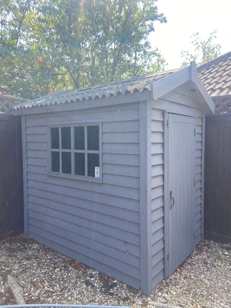 5ft x 7ft Garden Shed – Grey, Good Condition with Window
