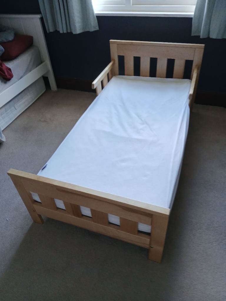 Wooden Toddler Single Bed with Mattress Excellent Condition
