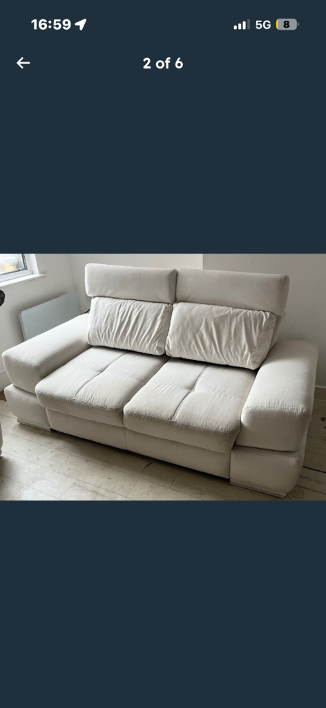 2&1 white suede sofa with storage and armchair 