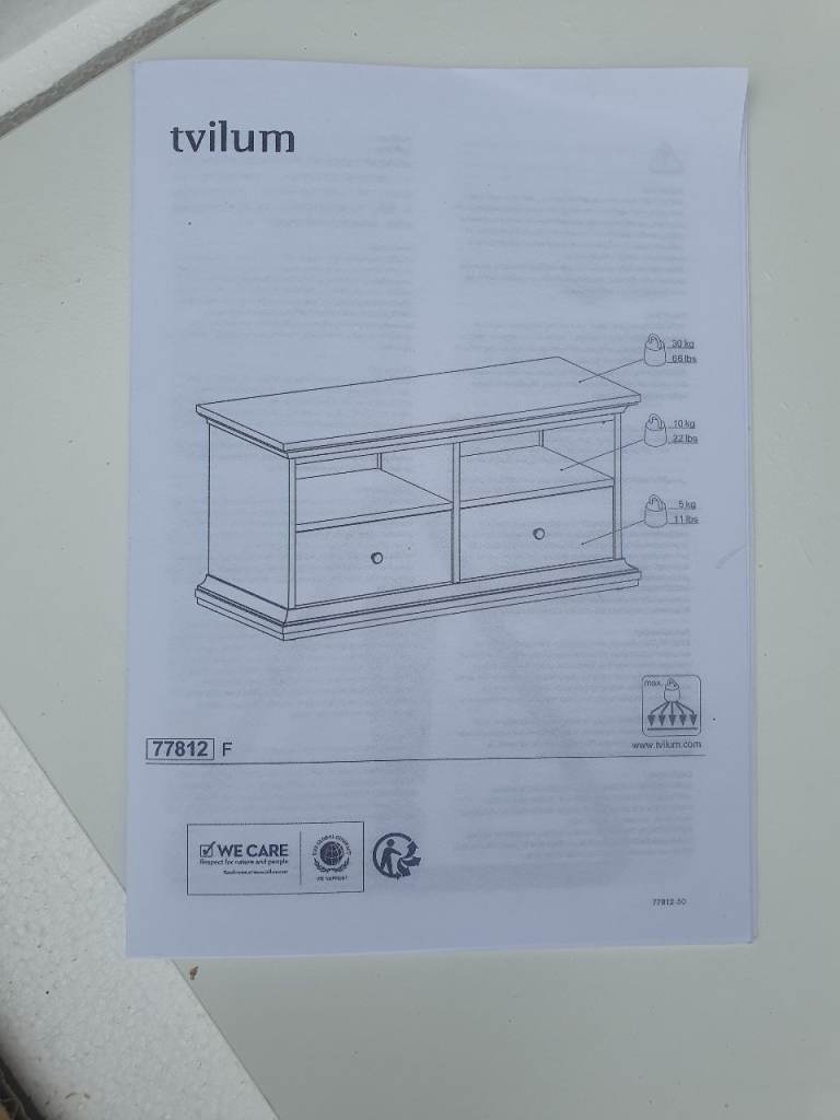 White Wood  2 Drawer TV Unit