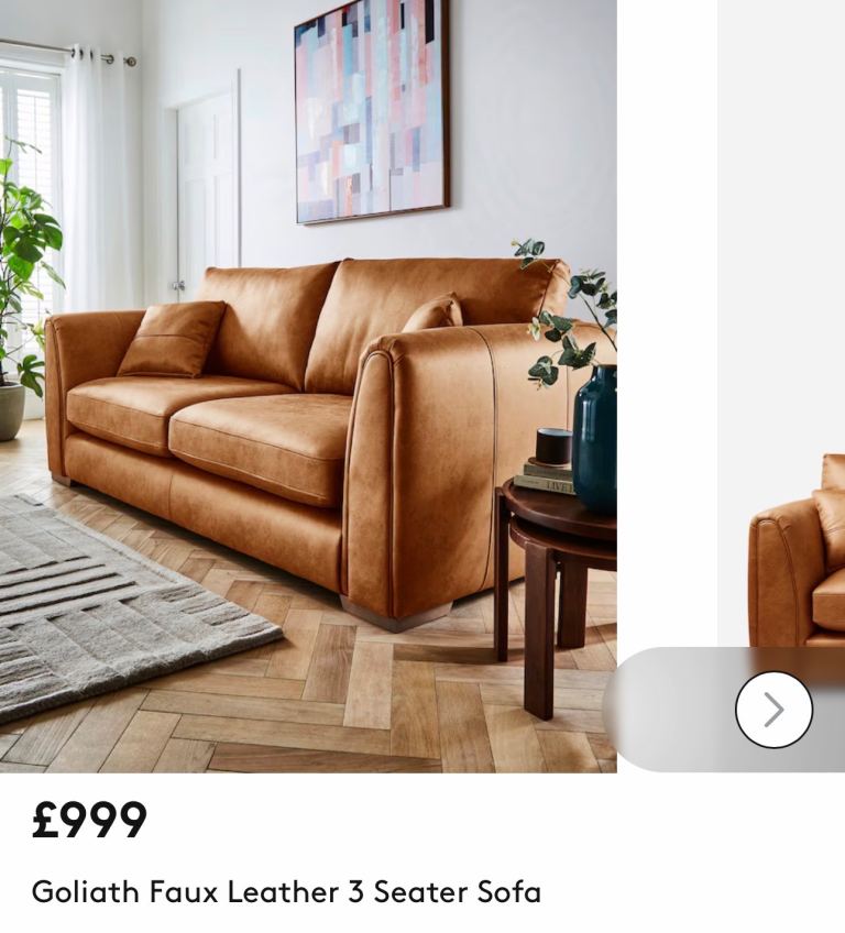 Leather 3 seater sofa (near new)