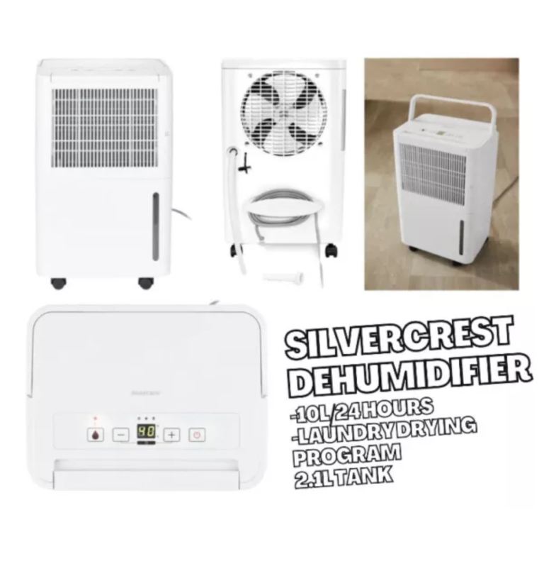 Silvercrest Dehumidifier 10L with Laundry Digital Humidistat & Up To 10L/24hr