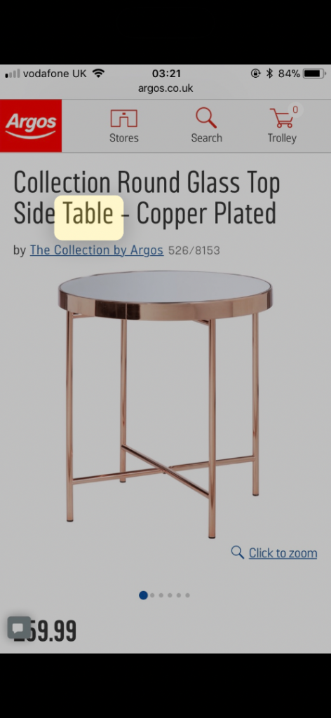 Habitat Small coffee table in rose gold 