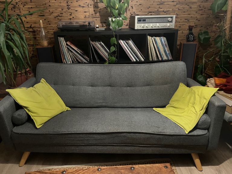 Grey 3-Seater Sofa – Used, Good for Further Use