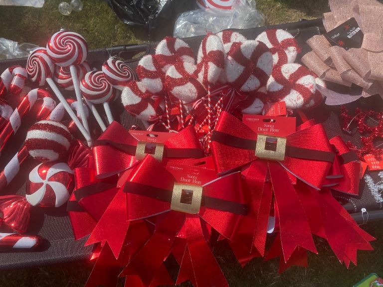 Candy cane decorations &29 full bags of baubles 