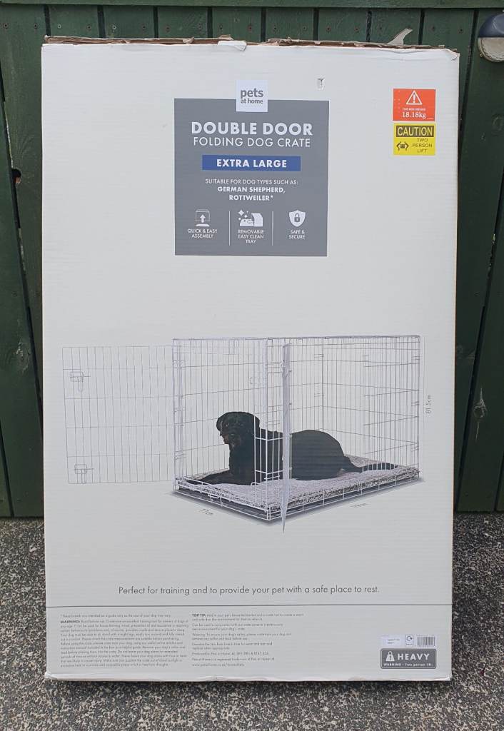PETS AT HOME DOG CRATE – DOUBLE DOOR – FOLDING – EXTRA LARGE
