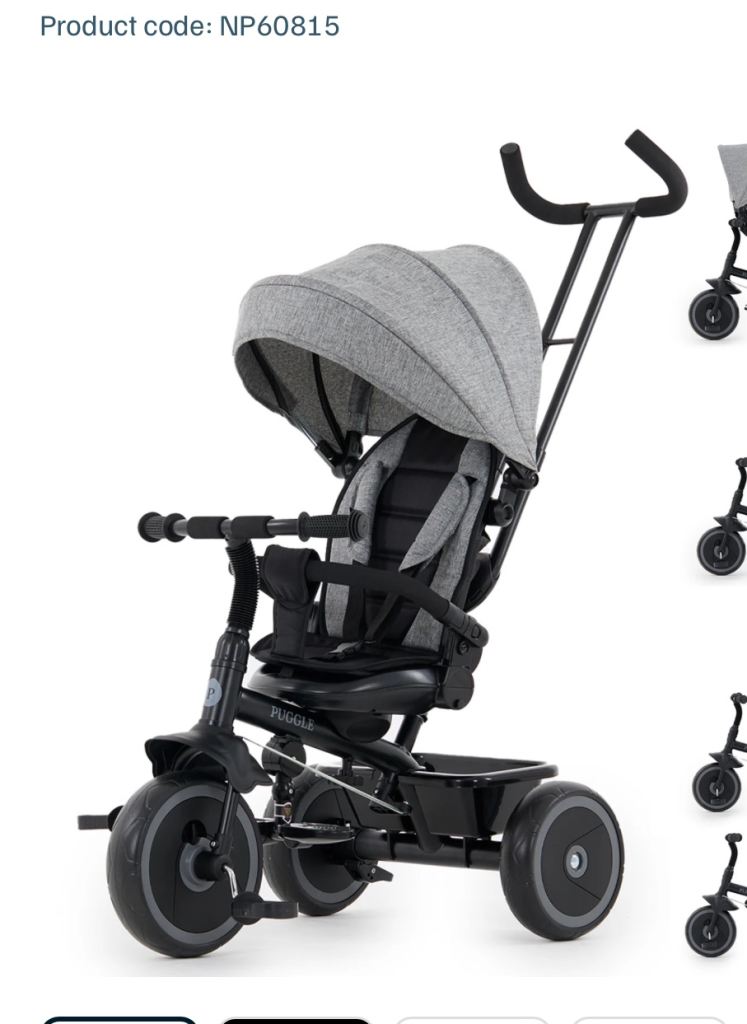 Brand New Grey Baby Tricycle Stroller with Canopy