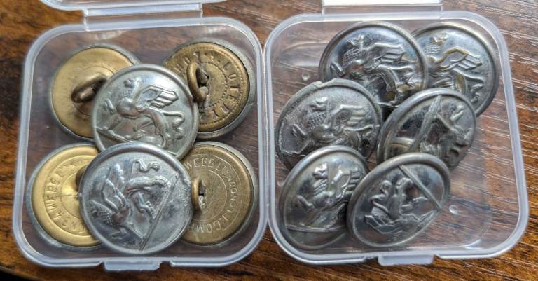 12 x Vintage Obsolete London Transport Police Buttons 22mm Pewter/Brass