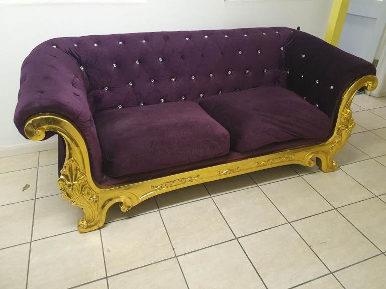 Popular deep purple luxury american diner two three seater sofa couch elegant wedding sofa
